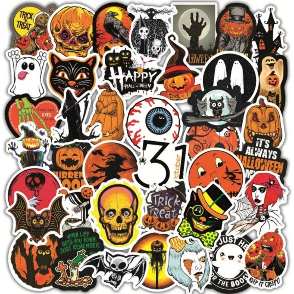 Set of 50 Halloween Themed Vinyl Stickers, no repeats! - Picture 2 of 3